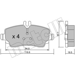 stabdžių trinkelių rinkinys, diskinis stabdys
                                METELLI                                     