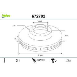 stabdžių diskas (1vnt) COATED
                                VALEO                                672702, VALEO, 672702, a