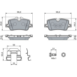 stabdžių trinkelių rinkinys, diskinis stabdys
                                BOSCH                                       