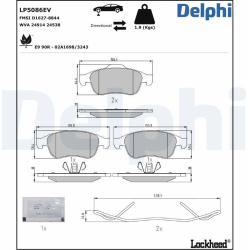 stabdžių trinkelių rinkinys, diskinis stabdys
                                DELPHI                                LP5086