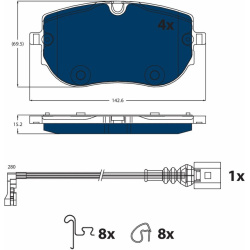 stabdžių trinkelių rinkinys, diskinis stabdys ELECTRIC BLUE
                                TRW                           