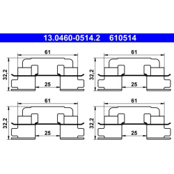 priedų komplektas, diskinių stabdžių trinkelės
ATE