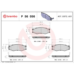 stabdžių trinkelių rinkinys, diskinis stabdys PRIME LINE
                                BREMBO                           