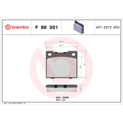 stabdžių trinkelių rinkinys, diskinis stabdys PRIME LINE
                                BREMBO                           