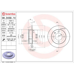 stabdžių diskas (1vnt) PRIME LINE
                                BREMBO                                                08.