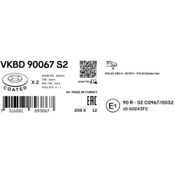 stabdžių diskas (1vnt)
                                SKF                                VKBD 90067 S2, SKF, VKBD 90067 S2