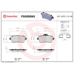 stabdžių trinkelių rinkinys, diskinis stabdys XTRA LINE - Ceramic
                                BREMBO                  