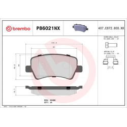 stabdžių trinkelių rinkinys, diskinis stabdys XTRA LINE - Ceramic
                                BREMBO                  