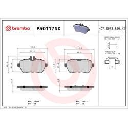 stabdžių trinkelių rinkinys, diskinis stabdys XTRA LINE - Ceramic
                                BREMBO                  
