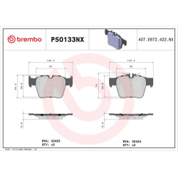 stabdžių trinkelių rinkinys, diskinis stabdys XTRA LINE - Ceramic
                                BREMBO                  