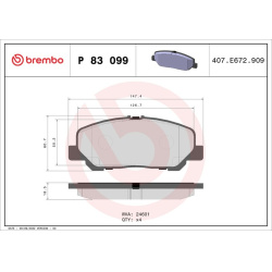 stabdžių trinkelių rinkinys, diskinis stabdys PRIME LINE
                                BREMBO                           