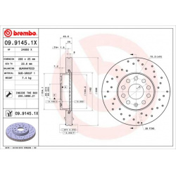 stabdžių diskas (1vnt) XTRA LINE - Xtra
                                BREMBO                                             