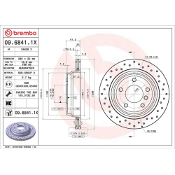stabdžių diskas (1vnt) XTRA LINE - Xtra
                                BREMBO                                09.6841.1X, B