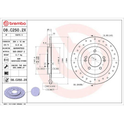 stabdžių diskas (1vnt) XTRA LINE - Xtra
                                BREMBO                                08.C250.2X, B