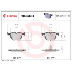 stabdžių trinkelių rinkinys, diskinis stabdys XTRA LINE - Ceramic
                                BREMBO                  
