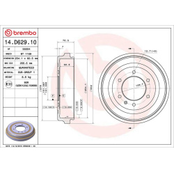 stabdžių būgnas ESSENTIAL LINE
                                BREMBO                                14.D629.10, BREMBO, 1