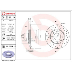 stabdžių diskas (1vnt) XTRA LINE - Xtra
                                BREMBO                                08.5334.1X, B