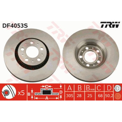 Stabdžių diskas TRW SINGLE
                                                DF4053S, TRW, DF4053S, auto detalė