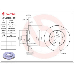 stabdžių diskas (1vnt) PRIME LINE
                                BREMBO                                                09.