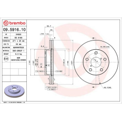 Stabdžių diskas PRIME LINE
                                BREMBO                                                09.5916.10