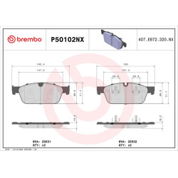 stabdžių trinkelių rinkinys, diskinis stabdys XTRA LINE - Ceramic
                                BREMBO                  