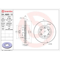 stabdžių diskas (1vnt) PRIME LINE
                                BREMBO                                09.A860.10, BREMBO,