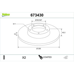 stabdžių diskas (1vnt) COATED
                                VALEO                                                673430, 