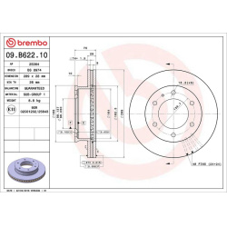 stabdžių diskas (1vnt) PRIME LINE
                                BREMBO                                09.B622.10, BREMBO,