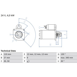 starteris
                                BOSCH                                                0986011330, BOSCH, 0986011330,