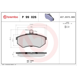 stabdžių trinkelių rinkinys, diskinis stabdys PRIME LINE
                                BREMBO                           