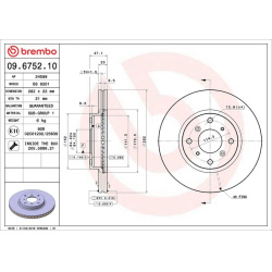 stabdžių diskas (1vnt) PRIME LINE
                                BREMBO                                09.6752.10, BREMBO,