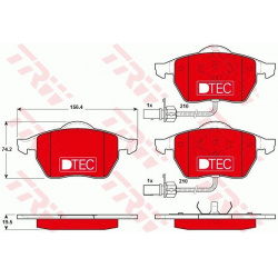 stabdžių trinkelių rinkinys, diskinis stabdys DTEC COTEC
                                TRW                              