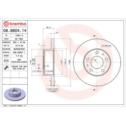 stabdžių diskas (1vnt) PRIME LINE
                                BREMBO                                08.9604.14, BREMBO,