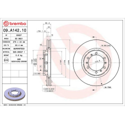 stabdžių diskas (1vnt) PRIME LINE
                                BREMBO                                09.A142.10, BREMBO,