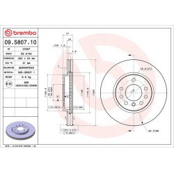 stabdžių diskas (1vnt) PRIME LINE
                                BREMBO                                09.5807.10, BREMBO,
