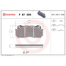 stabdžių trinkelių rinkinys, diskinis stabdys PRIME LINE
                                BREMBO                           