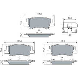 stabdžių trinkelių rinkinys, diskinis stabdys
                                BOSCH                                       