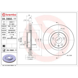 stabdžių diskas (1vnt) PRIME LINE - UV Coated
                                BREMBO                                09.D892