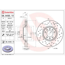 stabdžių diskas (1vnt) XTRA LINE - Xtra
                                BREMBO                                09.A430.1X, B