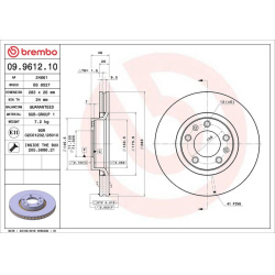 stabdžių diskas (1vnt) PRIME LINE
                                BREMBO                                09.9612.10, BREMBO,