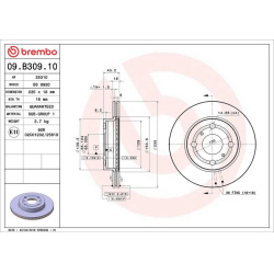 stabdžių diskas (1vnt) PRIME LINE
                                BREMBO                                09.B309.10, BREMBO,