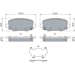 stabdžių trinkelių rinkinys, diskinis stabdys
                                BOSCH                                0 986 4
