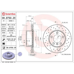 stabdžių diskas (1vnt) XTRA LINE - Xtra
                                BREMBO                                09.9750.2X, B