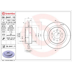 stabdžių diskas (1vnt) PRIME LINE - UV Coated
                                BREMBO                                08.9441