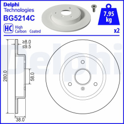 stabdžių diskas (1vnt)
                                DELPHI                                BG5214C, Nenurodytas gamintoja