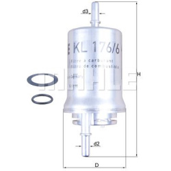 Filtras kuro benzin
                                MAHLE                                                KL176/6D, MAHLE, KL1
