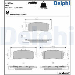 stabdžių trinkelių rinkinys, diskinis stabdys
                                DELPHI                                LP3878