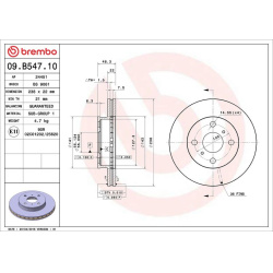 stabdžių diskas (1vnt) PRIME LINE
                                BREMBO                                09.B547.10, BREMBO,