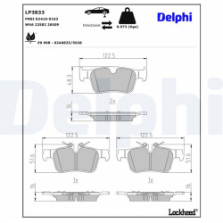stabdžių trinkelių rinkinys, diskinis stabdys
                                DELPHI                                LP3833