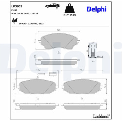 stabdžių trinkelių rinkinys, diskinis stabdys
                                DELPHI                                      